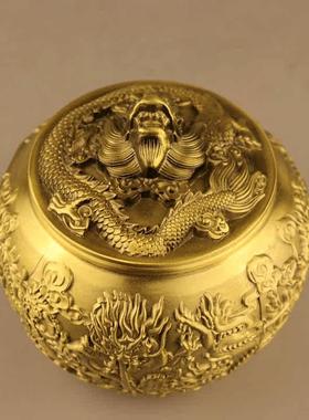 纯铜盘龙笔筒福字笔筒百福笔筒摆件风水家居书房办公室工艺品用品