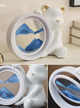 创意暴力熊流沙画夜灯桌面沙漏摆件客厅卧室轻奢家居饰品生日礼物