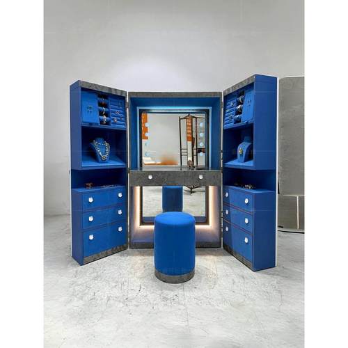 轻奢落地首饰柜梳妆台别墅家用现代设计高级感带镜绒布收纳珠宝柜 - 图0