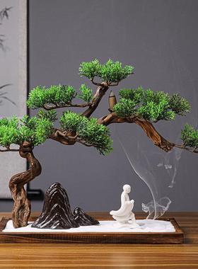 新中式枯山水办公室桌面摆件客厅玄关创意风化木禅意家居装饰摆设