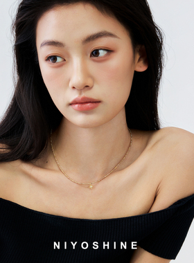 莫瑞风香槟金莫桑石项链女款小众