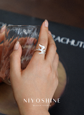 哑光飞鸟集戒指女开口个性食指戒