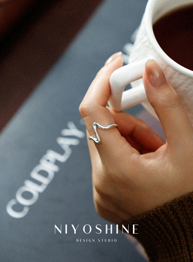 心跳波浪开口戒指女小众设计素戒