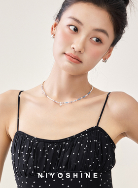 六芒星彩色天然石串珠项链女款