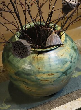 复古怀旧插花器粗陶陶罐插花瓶客厅家居装饰品陶瓷玄关电视柜摆设