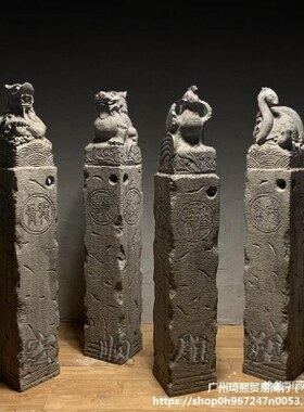家拴马桩石雕仿古石狮子貔貅中式家用装饰拴马石柱庭院门口摆件