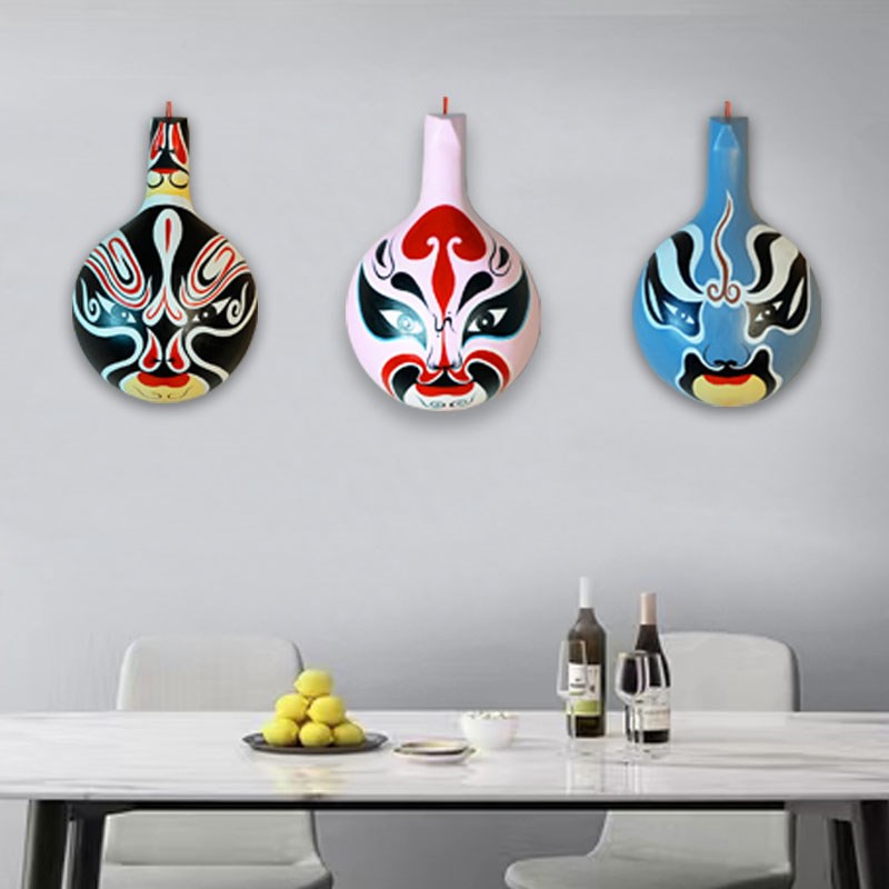 马勺京剧脸谱装饰挂件生旦净末丑民间手工艺品客厅餐厅墙面装饰画 - 图0