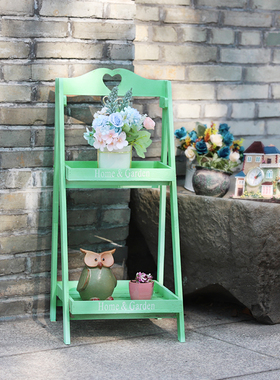 多层折叠实木花架几阶梯落地式美式多层置物架子阳台花盆花台摆件