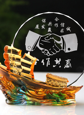 退休纪念品送领导同事离职升迁送礼品琉璃水晶摆件教师节送老师