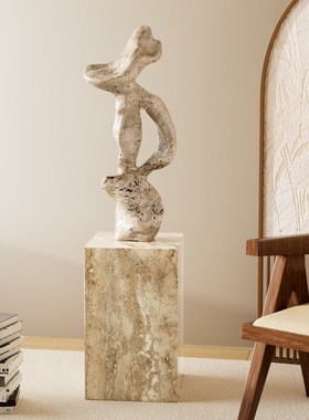 日式侘寂风艺术抽象雕塑落地摆件高级感客厅玄关酒店民宿软装饰品