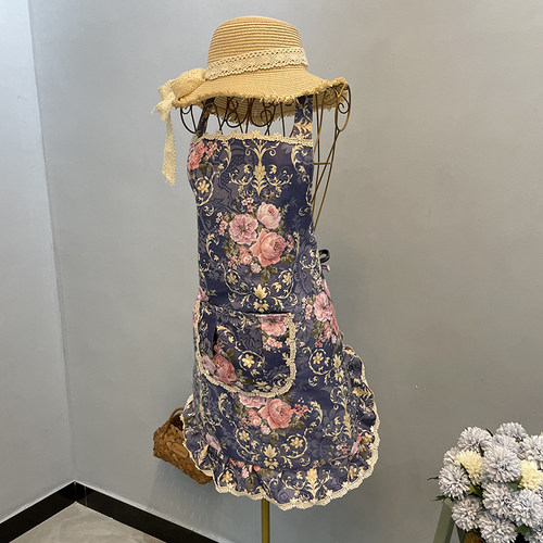 加大韩版田园围裙罩衣工作服清洁防水防污油印花时尚家Y用厨房清 - 图0