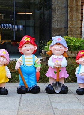 户外卡通人物摆件店门口招揽客人欢迎牌男孩女孩幼儿园装饰小品