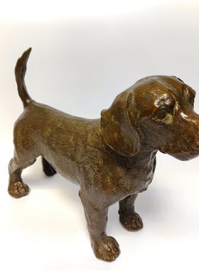 纯铜拉布拉多宠物狗摆件富贵狗发财狗生肖狗客厅办公室装饰工艺品