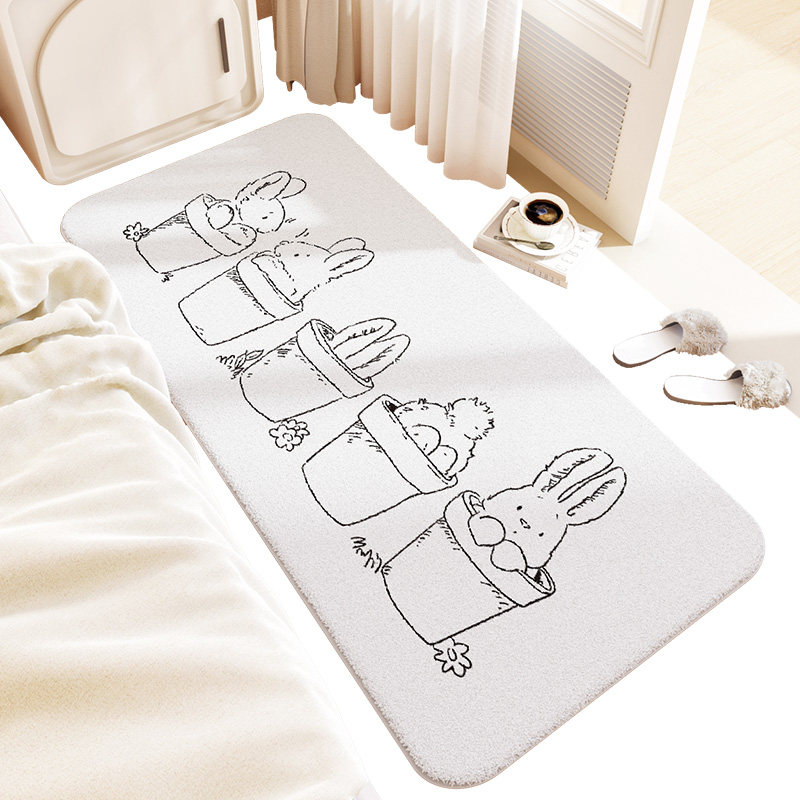 Bedroom bedside carpet strip children's room cute plush blanket home cat-sense bed front mat can sit on