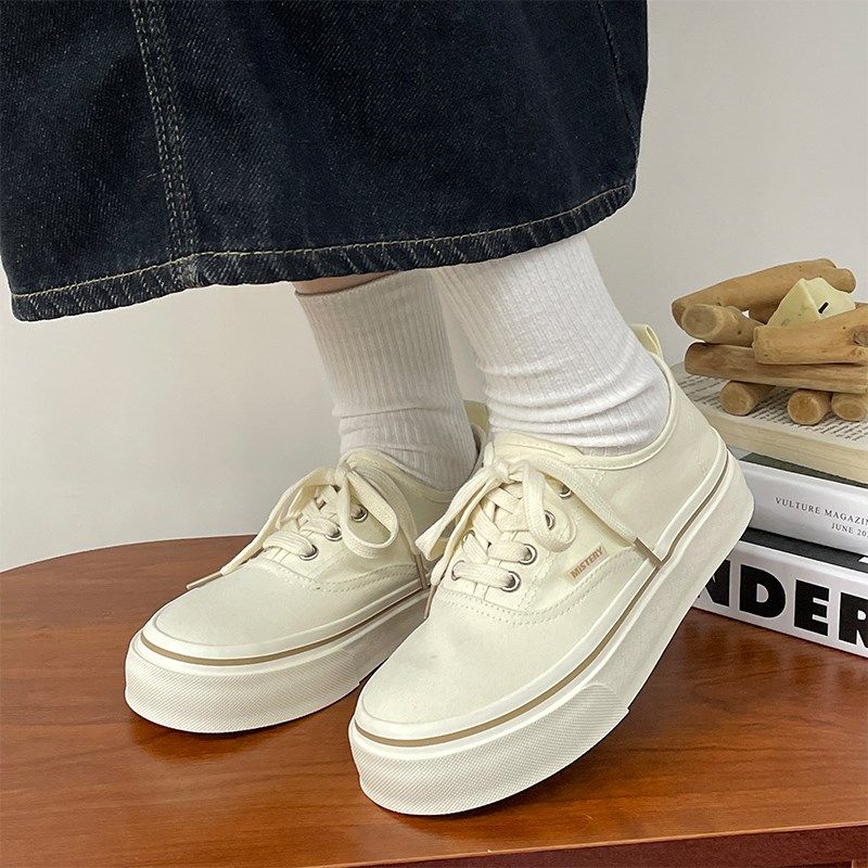 懒人鞋韩版学生百搭低帮帆布鞋女舒服板鞋简约风透气增高小白鞋女,淘宝优惠券,粉丝福利购,淘宝优惠卷