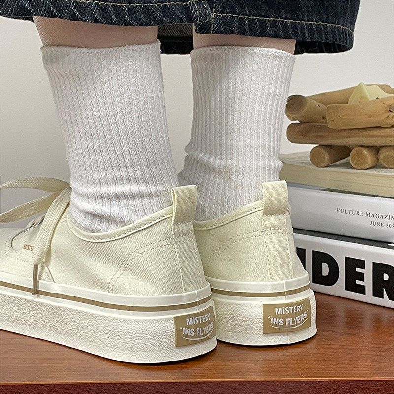 懒人鞋韩版学生百搭低帮帆布鞋女舒服板鞋简约风透气增高小白鞋女,淘宝优惠券,粉丝福利购,淘宝优惠卷