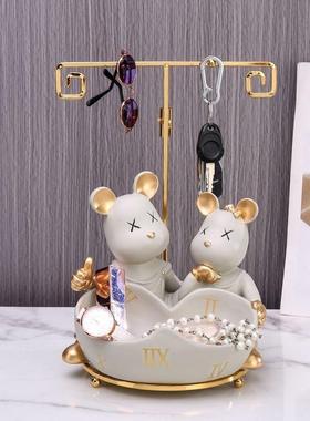 轻奢暴力熊玄关钥匙收纳摆件客厅桌面家居装饰品摆设乔迁送礼好物