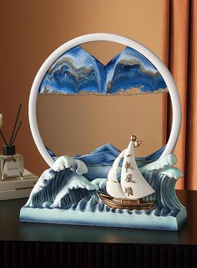 创意一帆风顺计时器流沙画摆件家居客厅酒柜电视柜装饰品乔迁礼品