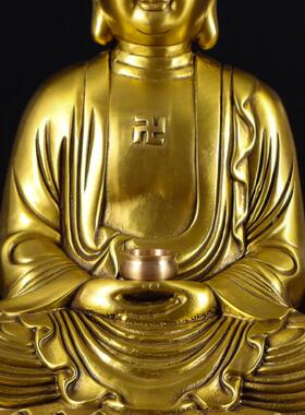 阿弥陀佛像释迦摩尼佛释迦牟尼佛药师佛三圣纯铜佛像摆件三宝佛