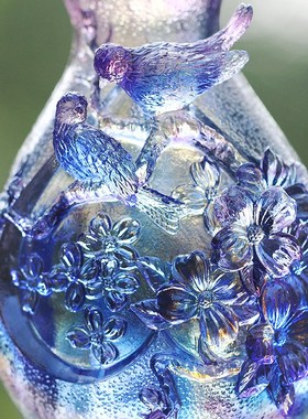 琉璃喜上眉梢花瓶喜鹊摆件居家卧室客厅软装摆放前台桌面装饰送礼