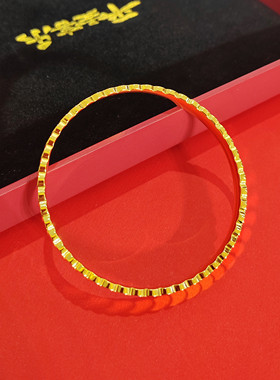 999足金包银手镯鱼鳞黄金镯子女