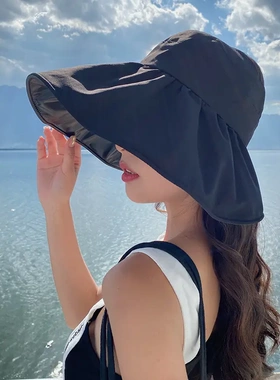 黑胶空顶遮阳帽女夏防晒帽子防