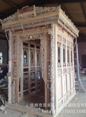 东乡佛龛定制厂家彩绘贴金樟木佛龛、实木神龛、寺院神龛大佛龛