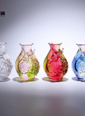 淄博琉璃花瓶喜鹊摆件水培花客厅插花高级感酒柜装饰品乔迁礼物