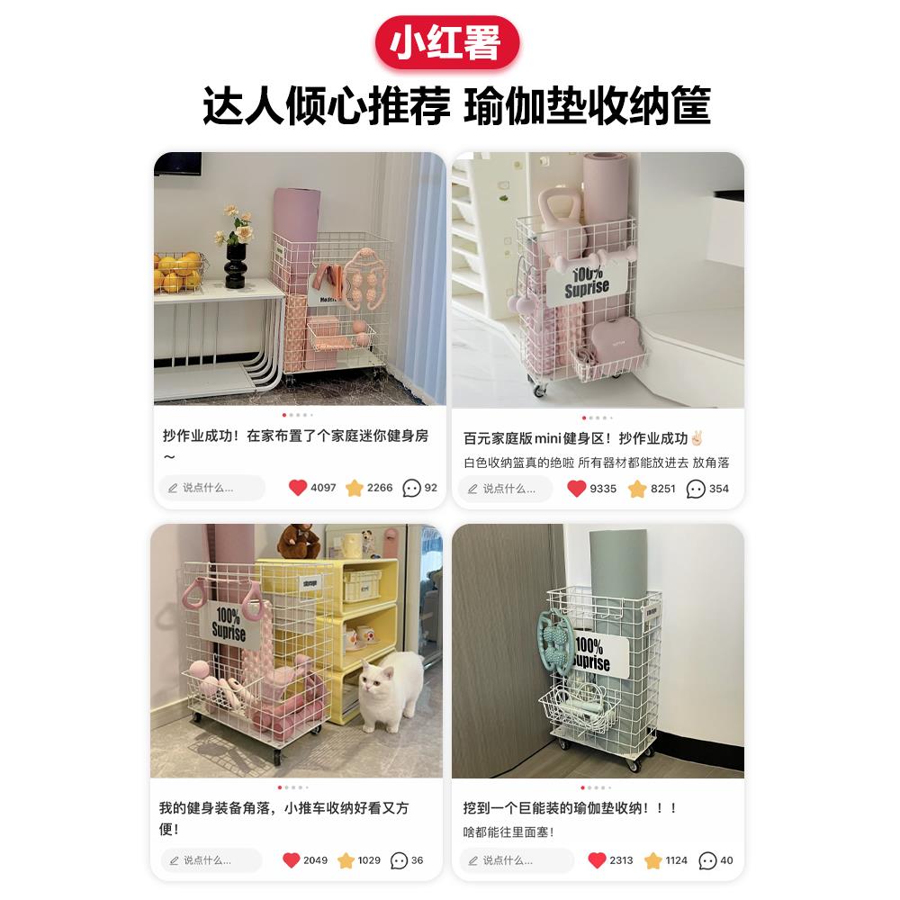 运动健身器材收纳筐体育用品收纳架瑜伽垫收纳筒球类家用置物篮架 - 图1