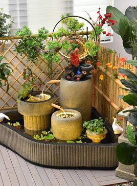 大型假山流水喷泉庭院花园室内阳台鱼塘循环水景观摆件布局落地