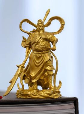 金色武财神关公摆件关二爷伽蓝菩萨关羽铜像神像公司家居装饰礼品