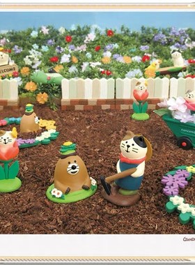 日式猫田园风春日花n朵除草花园场景搭配微缩装饰小摆件礼物送朋