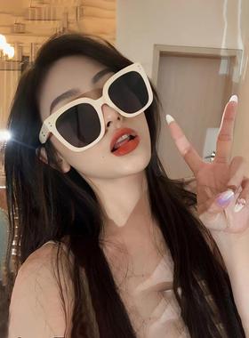 jennie同款白色墨镜女方形大框显脸小夏防晒偏光海边街拍太阳镜男