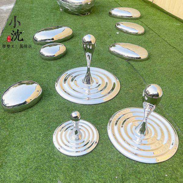现货金属镜面不锈钢鹅卵石雕塑圆异形座椅高户外装饰落地水滴摆件,淘宝优惠券,粉丝福利购,淘宝优惠卷