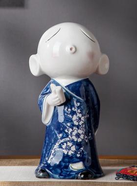 创意陶瓷小和尚禅意摆件客厅玄关办公室博古架中式桌面家居装饰品