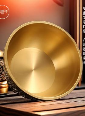 全铜双龙聚宝盆双龙戏珠铜盆客厅桌面酒柜玄关办公桌摆件家居饰品