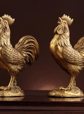 铜鸡摆件纯黄铜家居装饰工艺品生肖鸡招财金鸡铜公鸡摆件