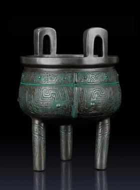 纯黄铜鼎小号铜鼎摆件客厅家居装饰品九鼎返古青铜工艺礼品鼎摆件