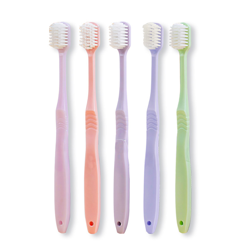 5支装组合装宽头软毛牙刷棉感刷毛多色家用家庭装柔软护龈