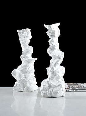 客厅现代抽象艺术酒柜摆件花器黑白系家居高级感小众软装饰品