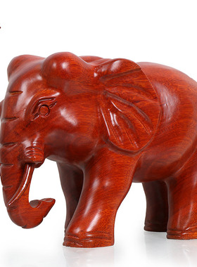 红木大象摆件一对木质实木招财工艺品家居客厅办公室装饰开业礼品