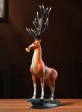 大明铜匠铜鹿摆件客厅玄关家居饰品办公室电视柜装饰乔迁新居礼品