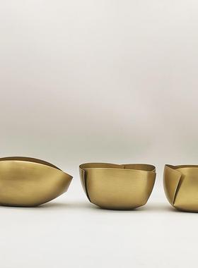 网红爆款设计师轻奢客厅餐厅样板房金色黄铜碗摆件收纳果盘