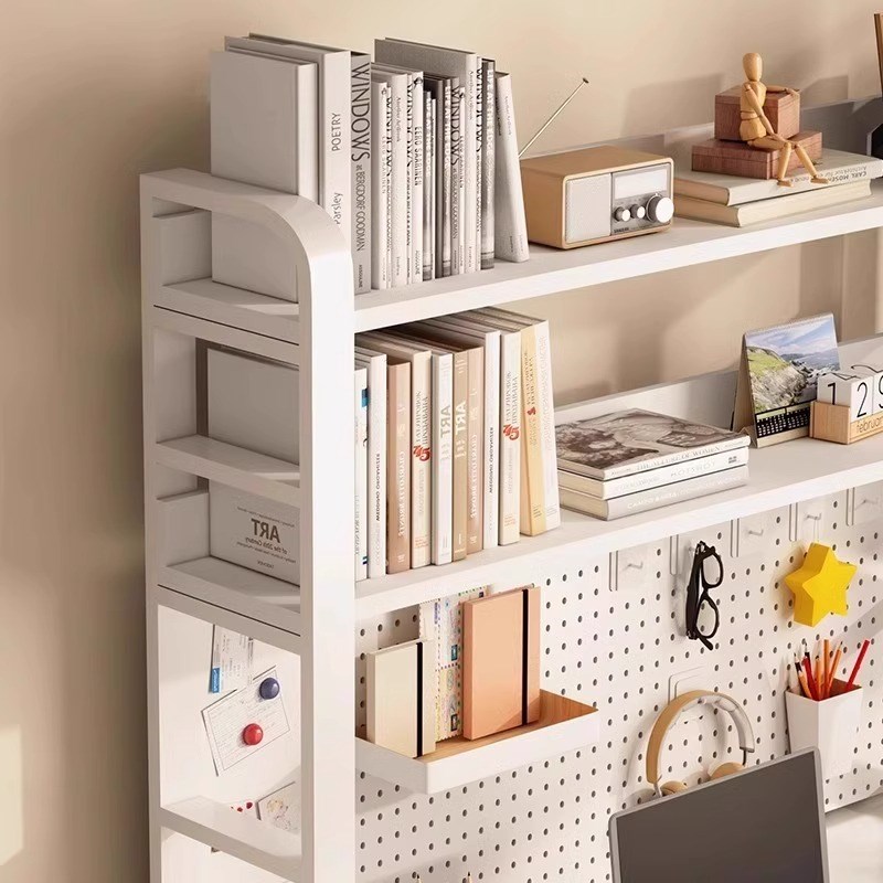Desktop storage shelf hole board shelf desk iron art bookshelf office computer desk multi-layer storage rack organization rack