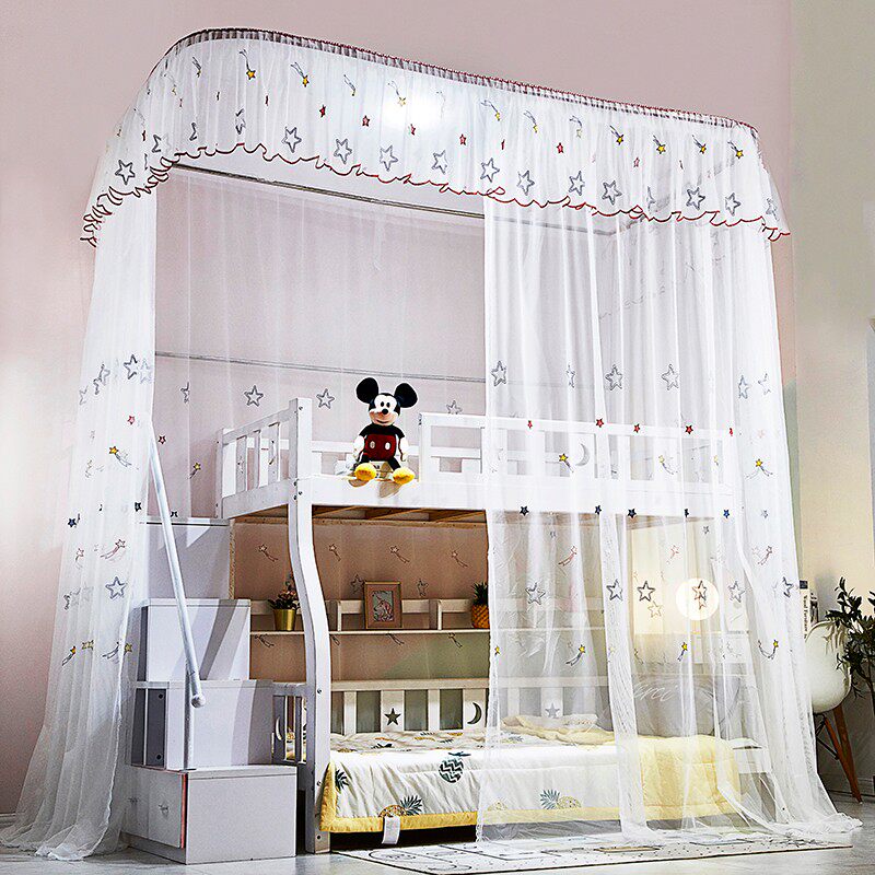 刺绣子母床导轨蚊帐上下床上下铺1.2米1.5m3床梯形柜梯高低双层床,淘宝优惠券,粉丝福利购,淘宝优惠卷