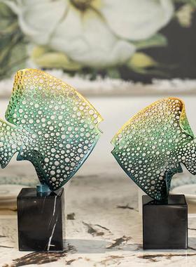 现代简约渐变鱼装饰摆件创意客厅玄关书房家居软装饰品乔迁礼品