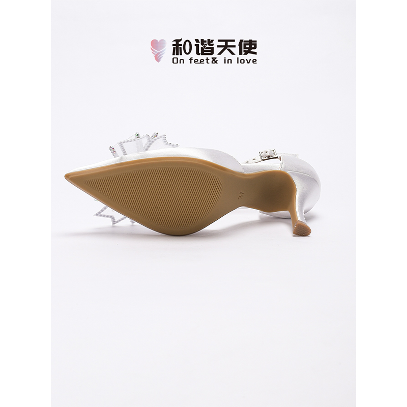 On feet& in love时尚新款法式优雅蝴蝶结水钻绸缎高跟舒适凉鞋女,淘宝优惠券,粉丝福利购,淘宝优惠卷