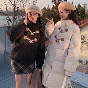 2025年新冬保暖白鸭绒韩系面包服牛角扣羽绒服女立领小个子设计感