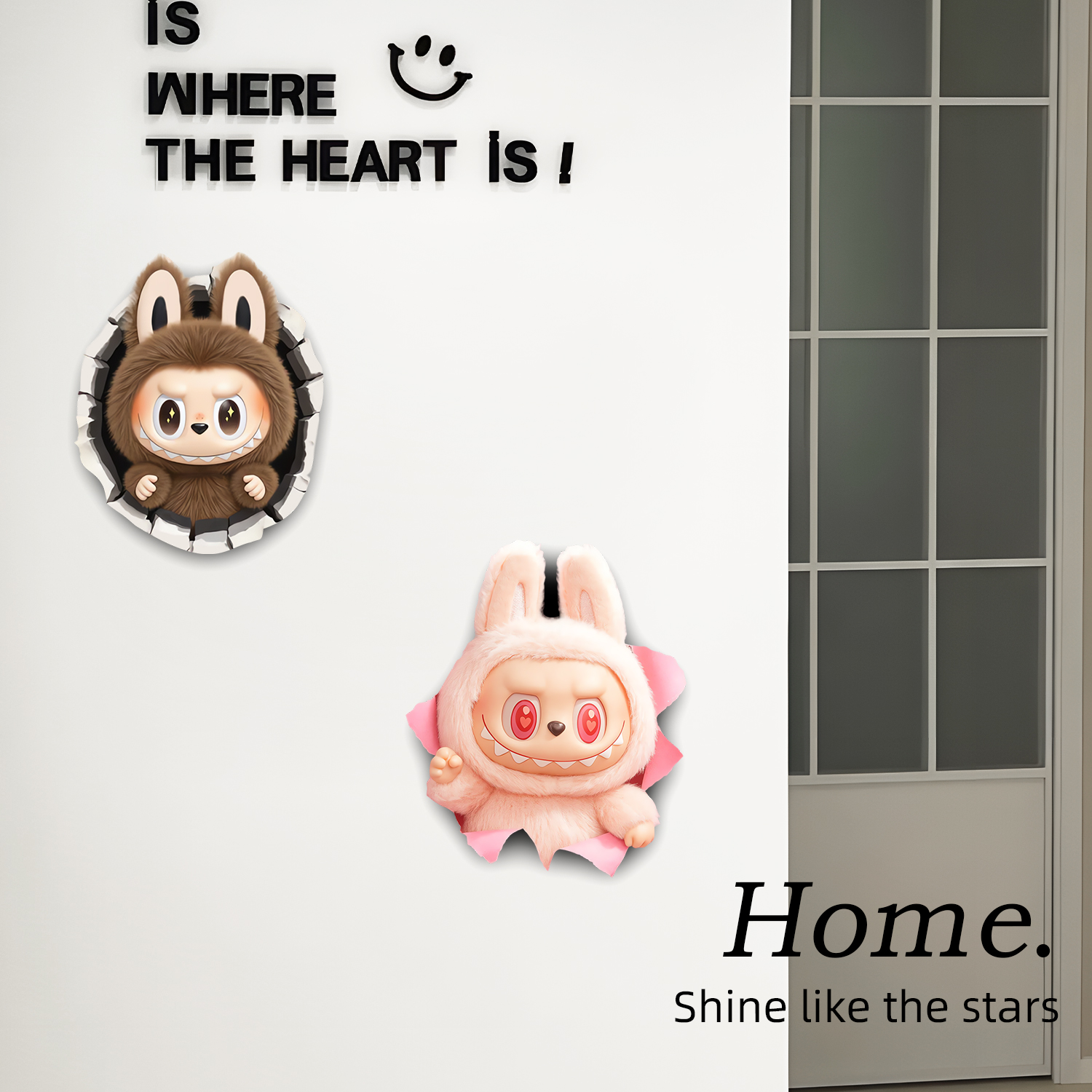 潮玩手办亚克力卧室墙面门上贴画瓷砖裂痕遮挡窟窿贴补洞墙贴遮丑 - 图0