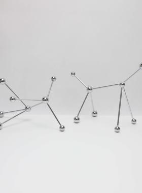 现代简约金属点线分子球摆件样板房售楼处家居客厅桌面酒柜装饰品